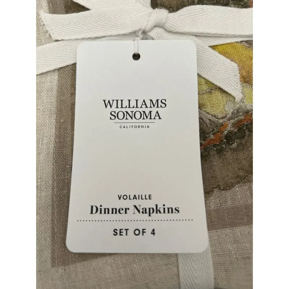 Williams Sonoma Volaille Table Runner 16 x 108 + 4 Napkins 100% Linen Ducks NWT
